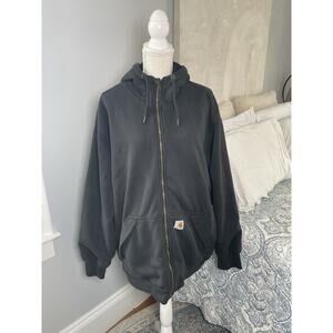 Carhartt Black Zip Hoodie XL Loose Fit Workwear Heavyweight Sweatshirt